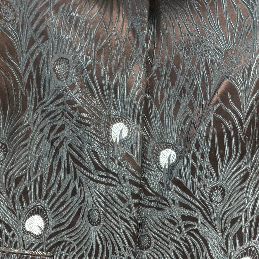 Abrigo Dana Buchman Nuevo con Etiquetas Negro/Verde azulado Diseño Pluma de Pavo Real Talla 6 (E1468) Foto 2 de 4