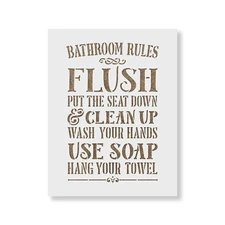 Bathroom Rules Bathroom Sign Stencil - Durable & Reusable Mylar Stencils
