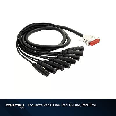 Mogami 10-foot DB-25 to XLRF Snake for Focusrite Red 8 Line, 16 Line, Red 8Pre