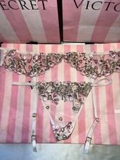 Victorias Secret Dream Angels Garter Belt XS/S Panty Small Floral Lace