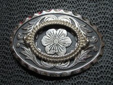 WESTERN GEMSTONE HOLDER COWBOY COWGIRL BELT BUCKLE VINTAGE RARE 1980s USA