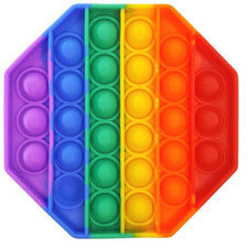 Push Pop Bubble It Silicone Sensory Fidget Toy Stress Relief Rainbow Octagon