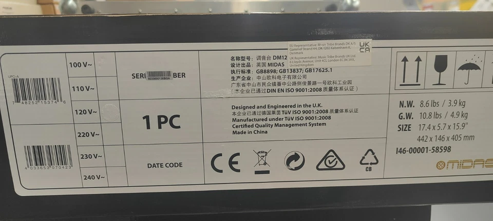 Midas DM12 12 Input Analog Live and Studio Mixer with Microphone Preamplifier - Image 3 of 3