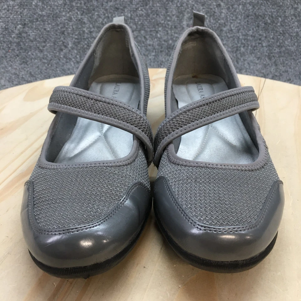 Laura Ashley Shoes Womens 9 M Welford Mary Jane Flats Comfort Gray Faux Leather - Image 4 of 4
