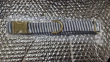 THE FOGGY DOG BELT LAKE BLUE STRIPE COLLAR L COL-325-L