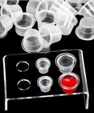 100Pcs Plastic Microblading Tattoo Ink Cup Cap Pigment Clear Holder Container 