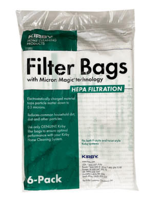 Kirby HEPA Filtration Vacuum Cleaner Bags with Micron Magic - 6 pack