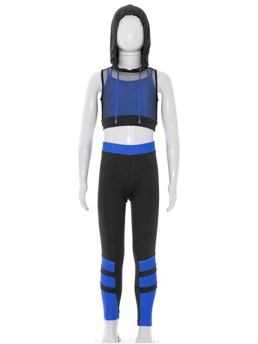 Girls Hip Hop Dance Outfit 3 Piece Hooded Crop Tops Athletic Pants Jogger Set - Picture 56 of 69