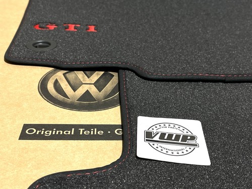 VW Golf MK5 MK6 GTI Carpet Floor Foot Mats Embroidered Red GTI Logo Oval Clips - Picture 9 of 9