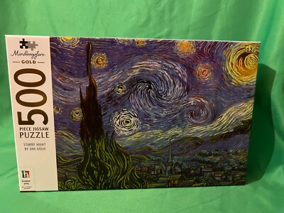 Hinkler Mindbogglers Gold Starry Night By Van Gogh 500 Piece Jigsaw Puzzle
