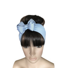 Powder Blue Headband.Bow Head Wrap. Cute Handmade Hairband. Bow Adult Hair Wrap.