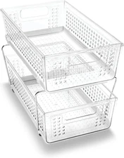 Kitchen Organizer Storage Rack under Sink Cabinet 2 Tier Removable Basket Clear