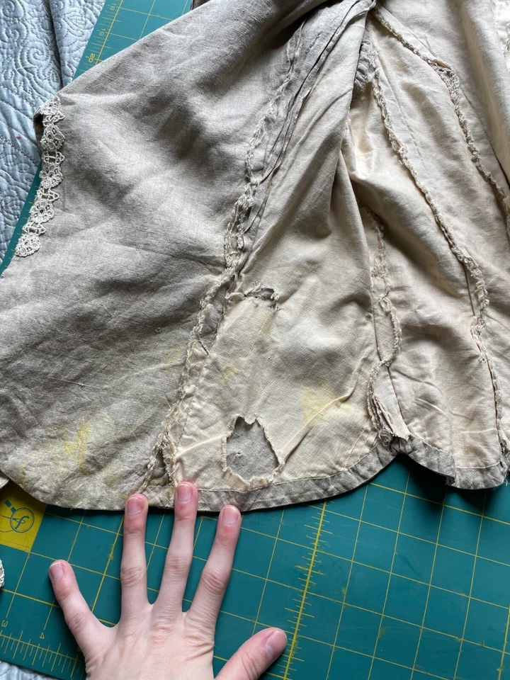 Старинный эдвардианский зеленый льняной Gibson девочка куртка кружевная отделка 1900-х - Изображение 3 из 4