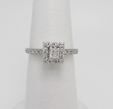 1/2CT Natural Diamond Halo Engagement Wedding Bridal Ring 14K White Gold Band