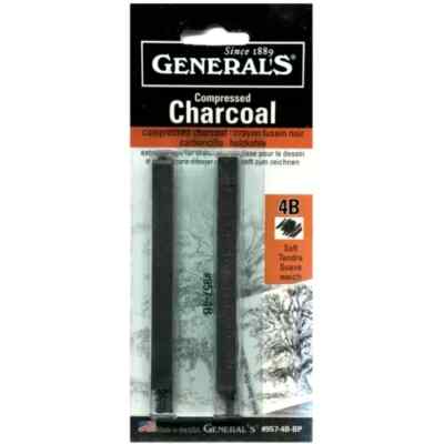 General's Compressed Charcoal Squares 2 packs, 4B