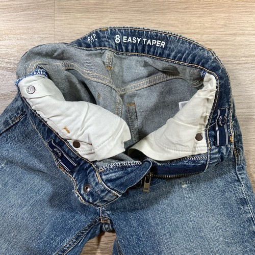 Gap Jeans Boys Size 8 Easy Taper Light Destroy Denim Pants Youth Kids Blue - Picture 10 of 16