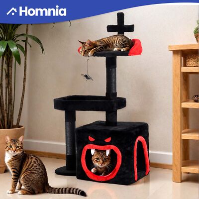 39'' Black Cat Tree Kitty House Playing Center w/ Scratching Posts Bed Furniture