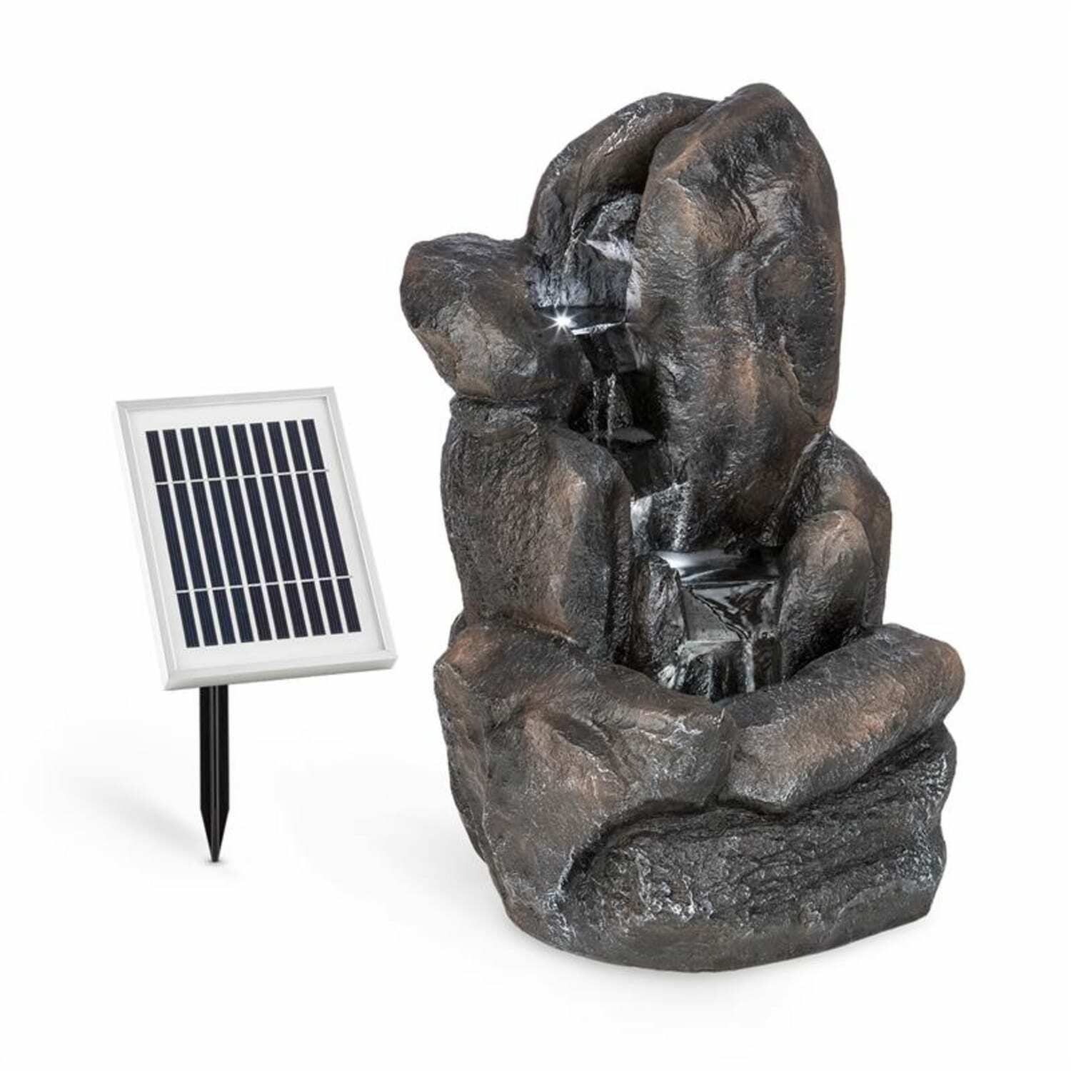 Garden Fountain Solar Powered Outdoor Cascade Water Pump Home Decor LED