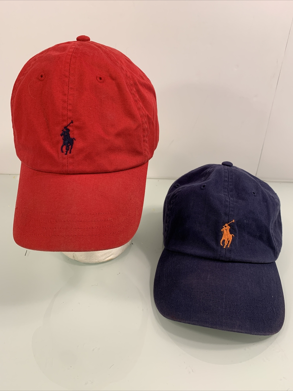 PONY Berretti da baseball 2 polo Ralph Lauren regolabili cinghie in pelle rosso e blu unisex