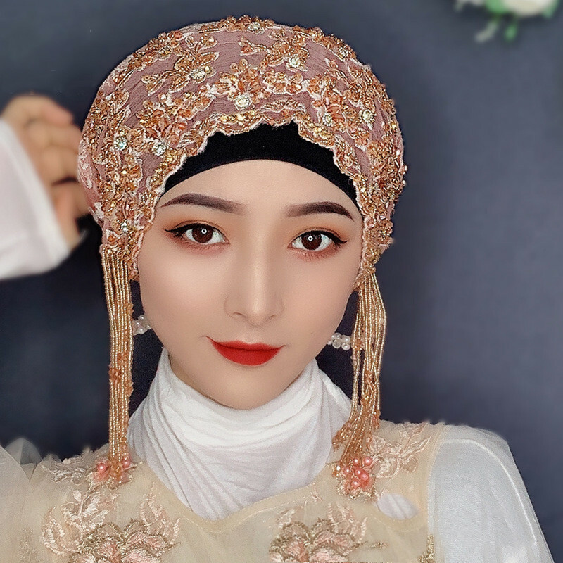 Bonnet Turban En Velours Doux Avec Perles Pour Femmes