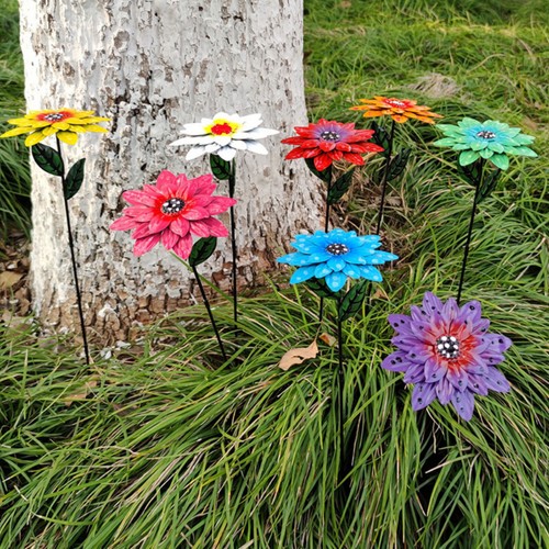 1-4Pcs Metal Flower Stake Lawn Ornament Garden Metral Flower Decor Outdoor Yard - Picture 4 of 17