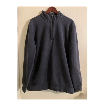L.L. Bean Men's XL Tall Navy Cotton 1/4 Zip Mock Neck Pullover Sweatshirt