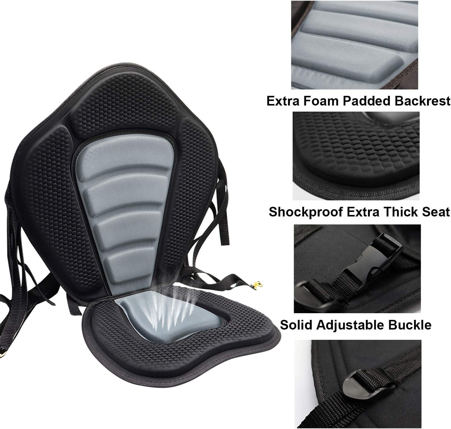 2 Pack of Kayak Seat Deluxe Padded Canoe Backrest Sit On Top Black/Gray 