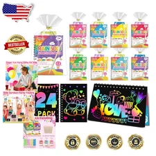 Creative Rainbow Scratch Art Notebooks Bulk - 24 Pack Kids Birthday Party Favors