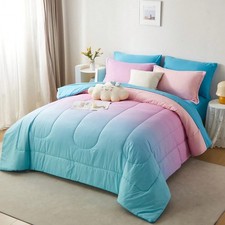 5/7 Piece Rainbow Comforter Set Bed in a Bag Microfiber Bedding