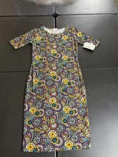LuLaRoe Julia Dress Womens XS Multicolor Geometric Print Stretch Knit Bodycon