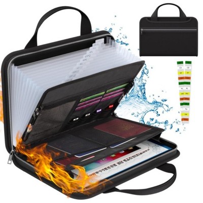 Fireproof Accordion File Organizer with Handle,Transparent Expanding File Folder