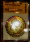 1904 O PL TO DMPL  $1 Morgan Silver Dollar - RAINBOW TONING SLABBED SGS MS++.