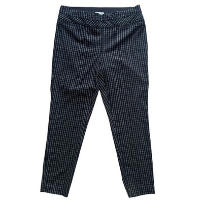 MASSINI ESSENTIALS Plus Size 1X Grid Print Striped Skinny Dress Pants Elastic