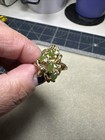 18K GE Yellow Gold Green And Clear Gemstone Cocktail Ring Size 8.75 — photo 2
