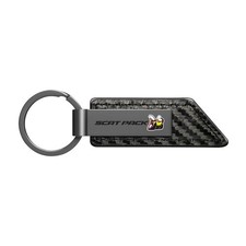 Dodge Scat-Pack PU Leather Carbon Fiber Texture Strap Black Metal Bar Key Chain