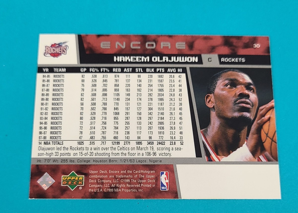 1998-99 Upper Deck Encore #30 Hakeem Olajuwon Houston Rockets
