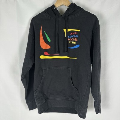 Anti Social Social Club Hoodie Black Multicolor Graphic Mens Medium