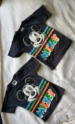 Disney Mickey Mouse Dimension Weld Black Tees Set of 2 Size K4&5/6 Single Stitch