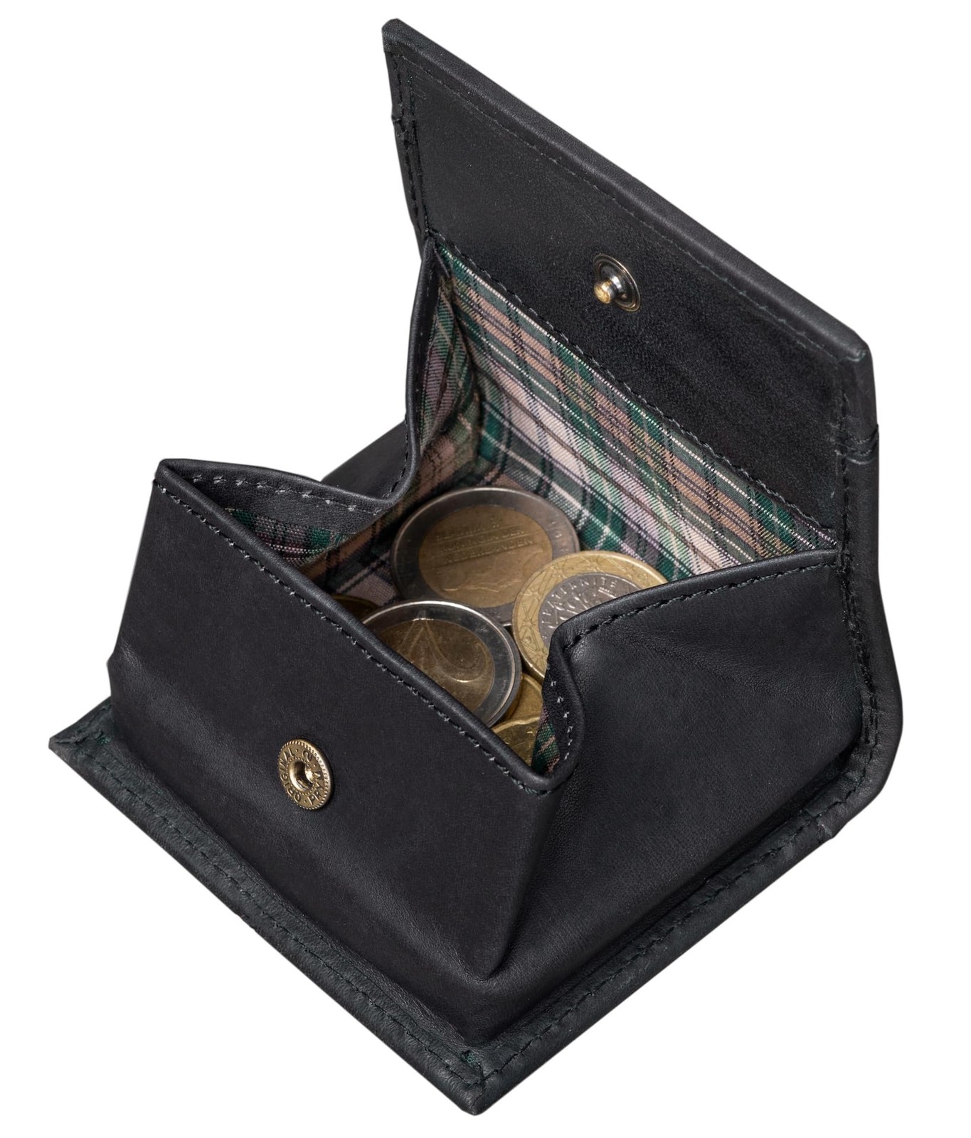 Benthill Portamonete In Pelle Bovina - Marrone - Scatola Di Vienna - 7,5x6,5x1,5 Cm - Portafoglio Sottile Per Monete