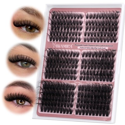 Yawamica Cat Eye Lash Clusters Fluffier Cluster 300 count (Pack of 1), Black 