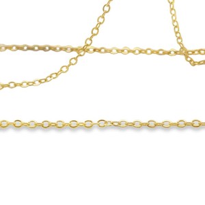 Authentic Gold Plated Figaro Flat Cable Chain (1.8mm) - 1 Foot