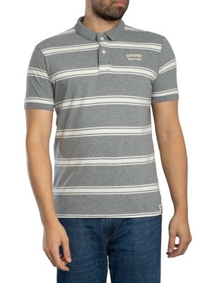 Superdry Herren Vintage-Streifen-Polohemd, Grau