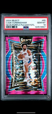 2024 Panini Select Cade Cunningham PURPLE Pulsar Fotl 2/5 PSA 10 JERSEY NUMBER