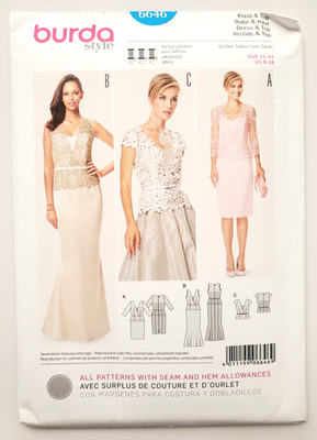 Burda Pattern 6646 Top with Lace Fabric Dress Lace Overlay Sewing 8-18 | eBay Burda Pattern 6646 Top with Lace Fabric Dress Lace Overlay Sewing 8-18 | eBay