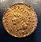 Indian Head Penny, US Coin,  1901,Very Fine