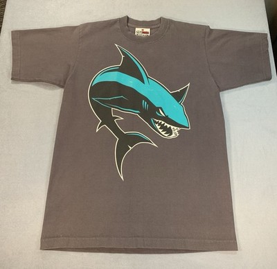 90's Y2K San Jose Sharks ProStar Heavyweight Graphic Grey T-Shirt   Size M/L