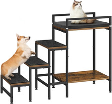 Non-Slip Dog Steps for High Beds Couches, 4-Step Pet Stairs, 22''H