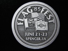 QL13113 VINTAGE 1985  FLAG FEST SPENCER, IOWA  COMMEMORATIVE BELT BUCKLE
