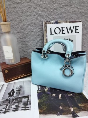 Christian Diorissimo Light Blue Calfskin Crossbody Bag with Top Handle