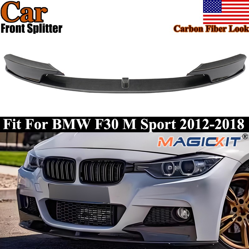 Carbon Fiber Lip Carbon Fiber Style Front Bumper Lip Splitter For BMW 3 Series F30 2012-2018 - 2PC Set For M Sport Bumpers M Sport Bumper Chin Spoiler